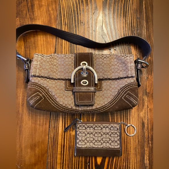 Coach Handbags - COACH soho brown signature shoulder bag and cardholder